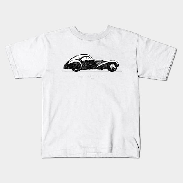 Bugatti Type 57 SC Atlantic 1936 - Black and White 02 Kids T-Shirt by SPJE Illustration Photography